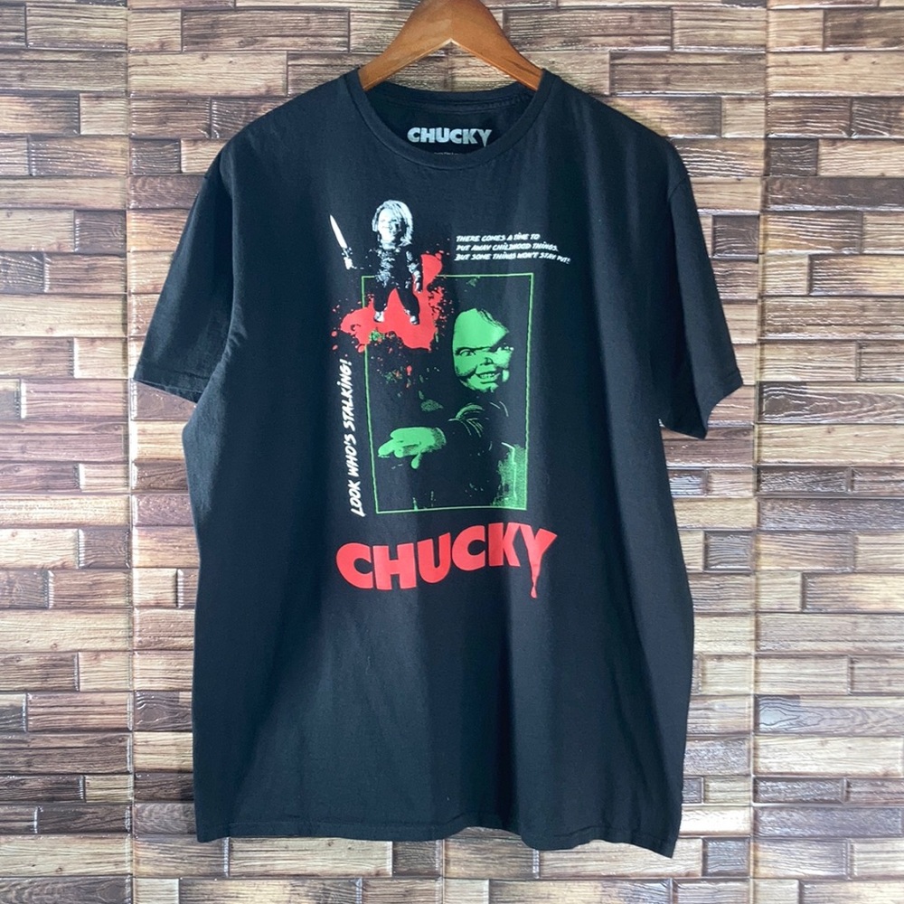 Unisex Large EUC Child's Play Chucky Film Poster T-Shirt Black